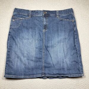 GH Bass & Co Short Jean Skirt Women's 16 Blue Medium Wash Stretch Casual Denim